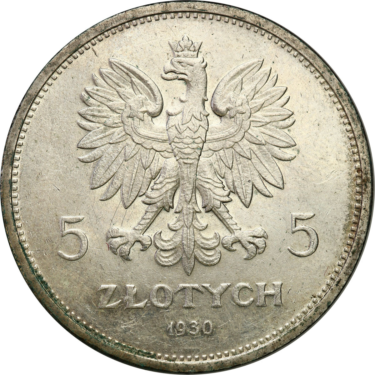 II RP. 5 złotych 1930 Sztandar PIĘKNY